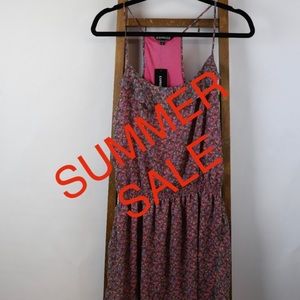 Pink Floral Cross Back Mini Dress